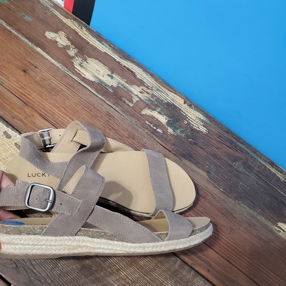 NWOT Lucky Brand Gadine Espadrillles Straps Sandals genuine leather brown Sz 7.5 - Picture 10 of 11